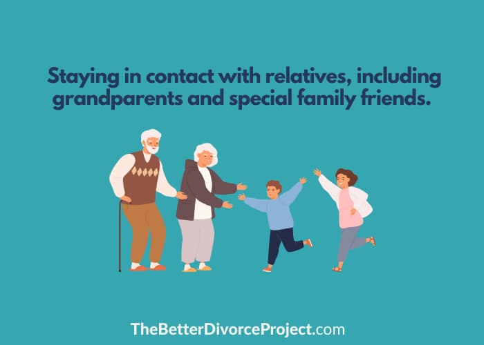 Staying in contact with relatives including grandparents and special family members.