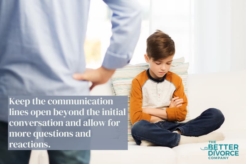 Talk to your teen before telling younger children. It provides an opportunity to help them feel more included and involved. What to tell your 12 to 15 year old about divorce